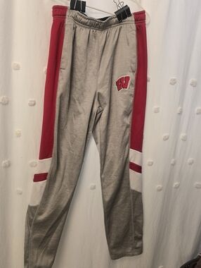 Mens Wisconsin Badgers Colosseum Athletic Pants Size Medium W/ Draestring Waist